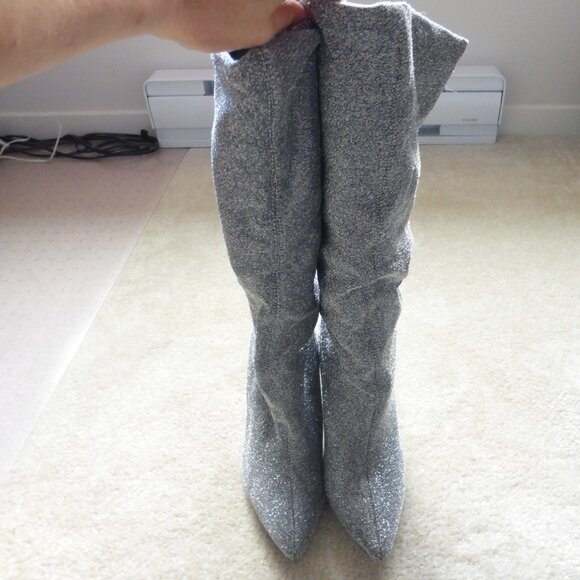 QUPID soft silver knit metallic boots - Picture 2 of 9